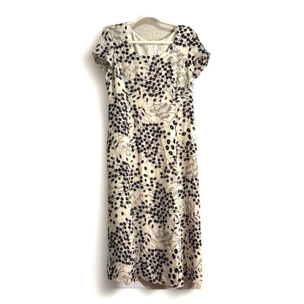 Garnet Hill Black and Cream Floral Maxi Dress 10P Prairie
